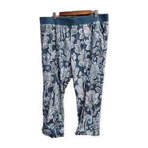 Soft Surroundings Pants Women's 1X Blue White Floral Pull On Medina 2CY73